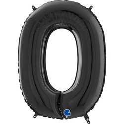Balon Foliowy Cyfra 0 Czarny, 66 cm Grabo
