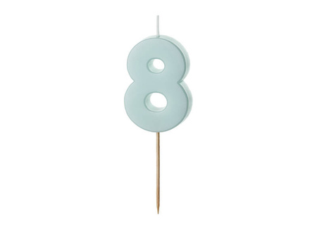 Świeczka urodzinowa Cyferka 8, jasny niebieski, 5,5cm