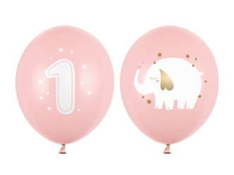 Balony lateksowe Roczek słonik, pastelowe różowe 30cm, 50 sztuk