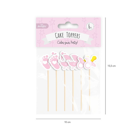Toppery na Baby Shower dla dziewczynki 6szt