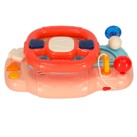 Zabawka interaktywna kierownica dla dzieci dziecka malucha do wózka symulator muzyka dźwięki różowa