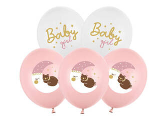 Balony lateksowe Baby girl, 30cm, 6szt.