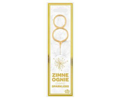 Zimne ognie złota cyfra 8,  17cm