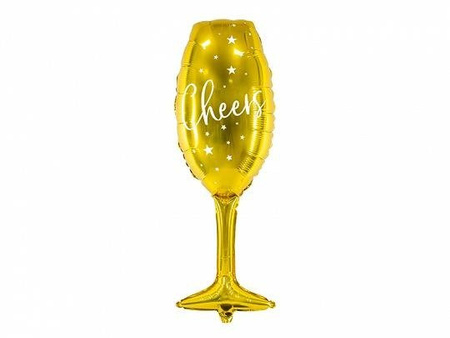 Balon Foliowy - Kieliszek Szampana Cheers, złoty, 28x80 cm
