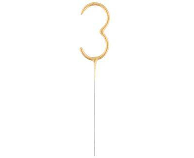 Zimne ognie złota cyfra 3,  17cm