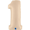 Balon Foliowy Cyfra 1, Satynowa Kremowa 66cm Grabo