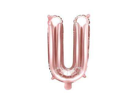 Balon foliowy Litera U, 35cm, Rose Gold różowe złoto