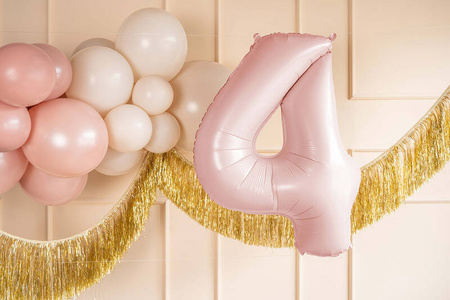 Balon foliowy Cyfra ''4'', 72cm, jasny różowy