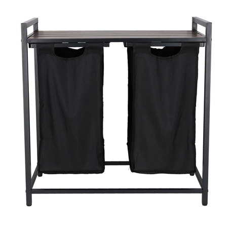 Kosz na pranie bieliznę 2 komory z półką blatem pojemnik loft 80l