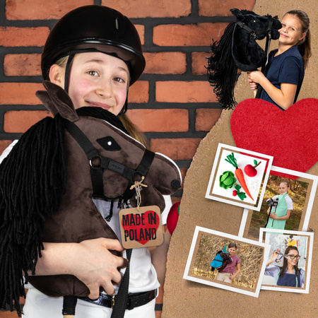 Zestaw Skippi - Hobby Horse Gniady - Derka szary i brąz - Kantar c-zielony