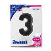 Balon Foliowy Cyfra 3 Czarny, 66 cm Grabo