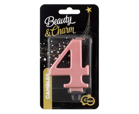 Świeczka cyferka 5, metalik Rose Gold, 8 cm