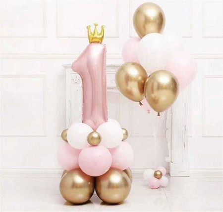 Zestaw balonów 1 różowa CYFRA + BALONY LATEKSOWE