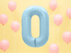 Balon foliowy Cyfra 0, 86cm, jasny niebieski