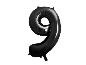 Balon foliowy Cyfra 9 czarna, 86cm