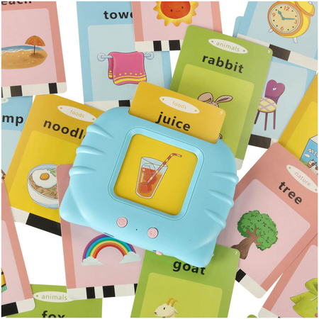 Nauka języka angielskiego czytnik kart do nauki słówek fiszki niebieski