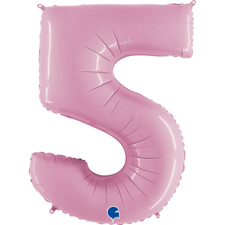 Balon Foliowy Cyfra 5 Różowa Pastel Pink, 66 cm Grabo