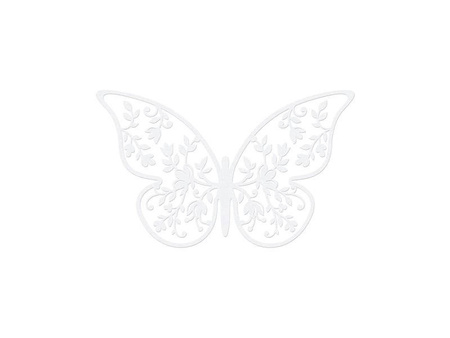 Dekoracje papierowe białe Motylki, 6,5 x 4cm, 10 szt.
