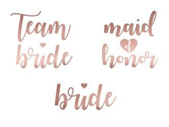 Tatuaże zmywalne Wieczór panieński, Team Bride, różowe złoto, 13 szt.
