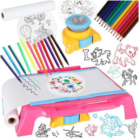 Projektor rzutnik stolik do rysowania karty różowy