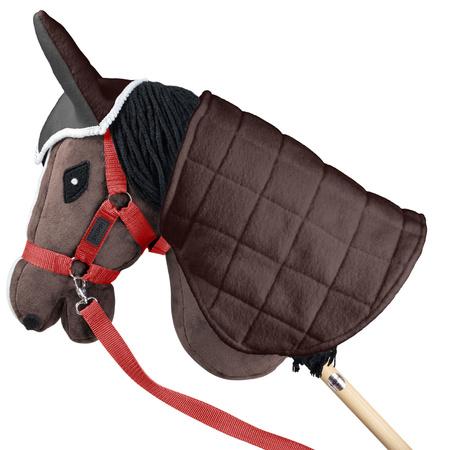 Zestaw Skippi - Hobby Horse Gniady - Derka szary i brąz - Kantar czerwony