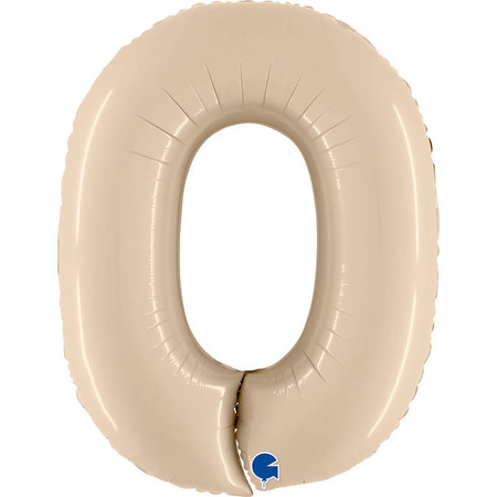Balon Foliowy Cyfra 0, Satynowa Kremowa 102cm Grabo