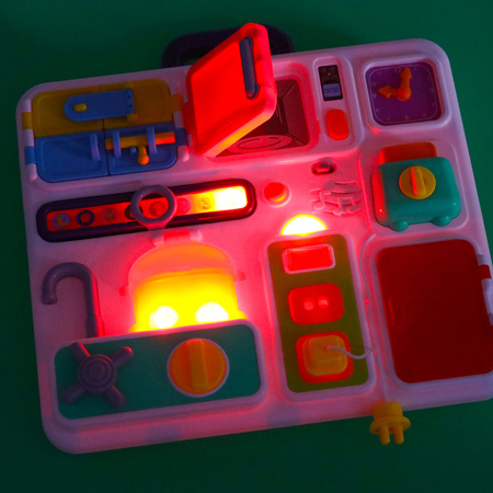 Tablica manipulacyjna sensoryczna montessori kuchnia zegar światło dźwięk