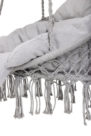 Huśtawka ogrodowa LUARO bocianie gniazdo z poduszką XXL szare 80cm 150kg