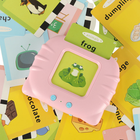 Nauka języka angielskiego czytnik kart do nauki słówek fiszki różowy