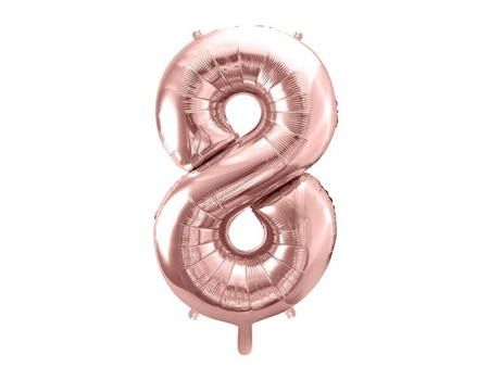 Balon foliowy Cyfra '8', 86cm, różowe złoto