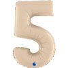 Balon Foliowy Cyfra 5, Satynowa Kremowa, 66 cm Grabo
