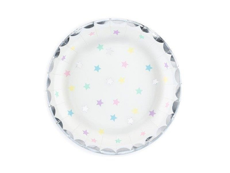 Talerzyki Jednorożec - Gwiazdki, 18 cm (1 op. / 6 szt.)