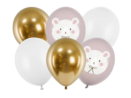 Balony lateksowe Miś polarny 30cm, 6 sztuk