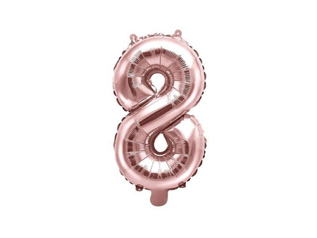 Balon foliowy Cyfra 8, 35cm, Rose Gold różowe złoto