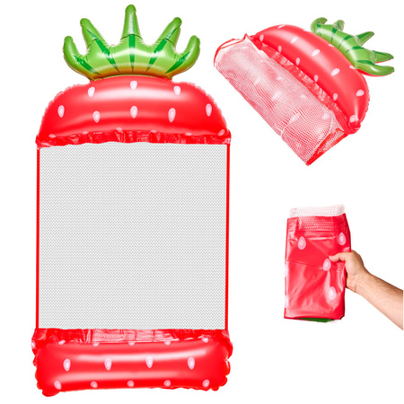 Materac dmuchany plażowy hamak wodny leżak fotel krzesło do pływania basenu truskawka