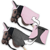 Zestaw Skippi - Hobby Horse Gniady - Derka i nauszniki - różowa i szara