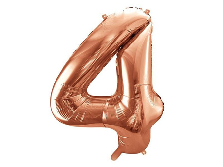 Balon foliowy Cyfra '4', 86cm, różowe złoto