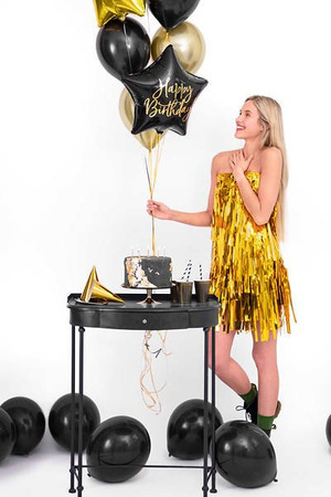 Balon foliowy urodzinowy gwiazdka Happy Birthday 40cm czarny