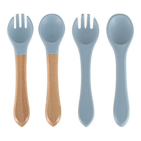 Naczynia silikonowe dla dzieci zestaw 8 elementów niebieski