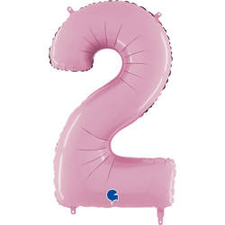 Balon Foliowy Cyfra 2 Różowa Pastel Pink, 66 cm Grabo