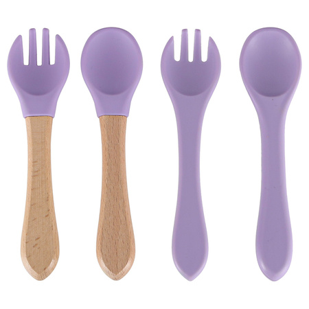 Naczynia silikonowe dla dzieci zestaw 8 elementów fioletowe