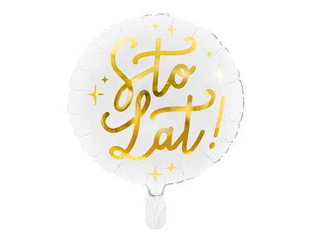 Balon foliowy urodzinowy  Sto lat! biały, 35cm