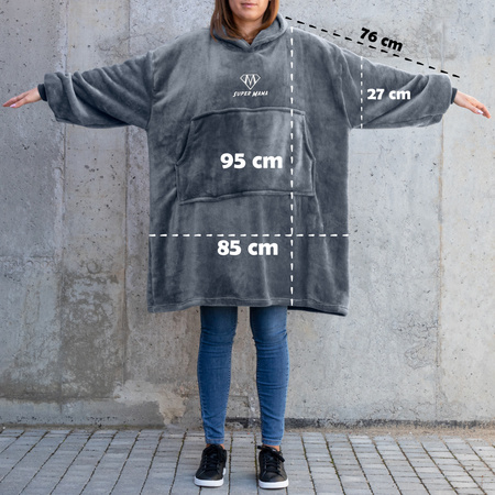 Bluzair SUPER MAMA - Bluza koc - Szary - prezent dla mamy na urodziny
