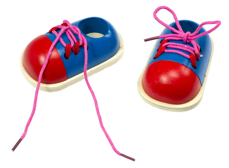 Buty drewniane do nauki sznurowania wiązania sznurowadeł 2 sztuki