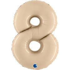 Balon Foliowy Cyfra 8, Satynowa Kremowa 66cm Grabo