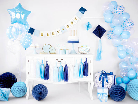Balon foliowy "It's a boy" na baby shower gwiazda niebieska 48cm