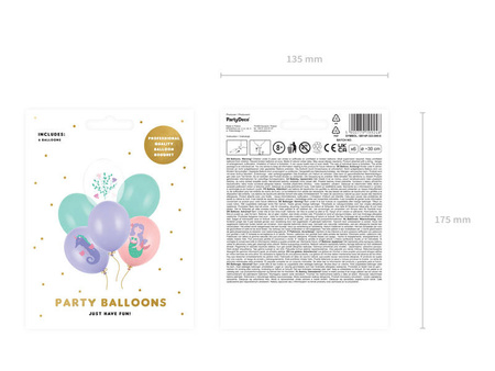 Balony lateksowe Morski świat syrenka 30cm, 6 sztuk