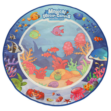 Mata wodna do malowania rysowania wodą mazaki pieczątki szablony wałek okrągła 80cm wodny świat