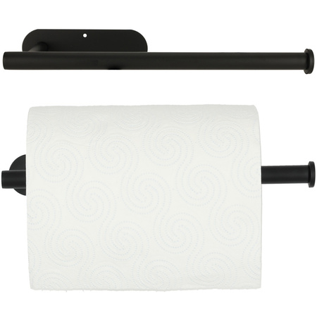 Uchwyt wieszak na papier ręcznik papierowy kuchenny taśma dwustronna mat loft czarny