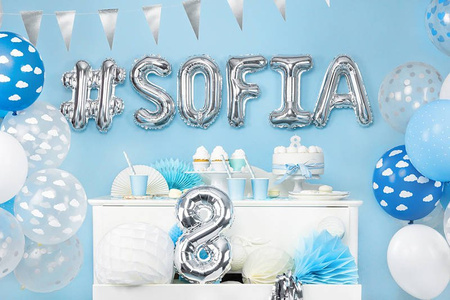 Balon foliowy Litera E, 35cm, Srebrna